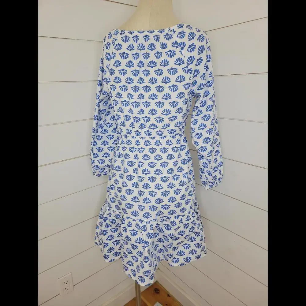 J CREW Size 6 white & blue shell scoop neck mini dress - Picture 2 of 5